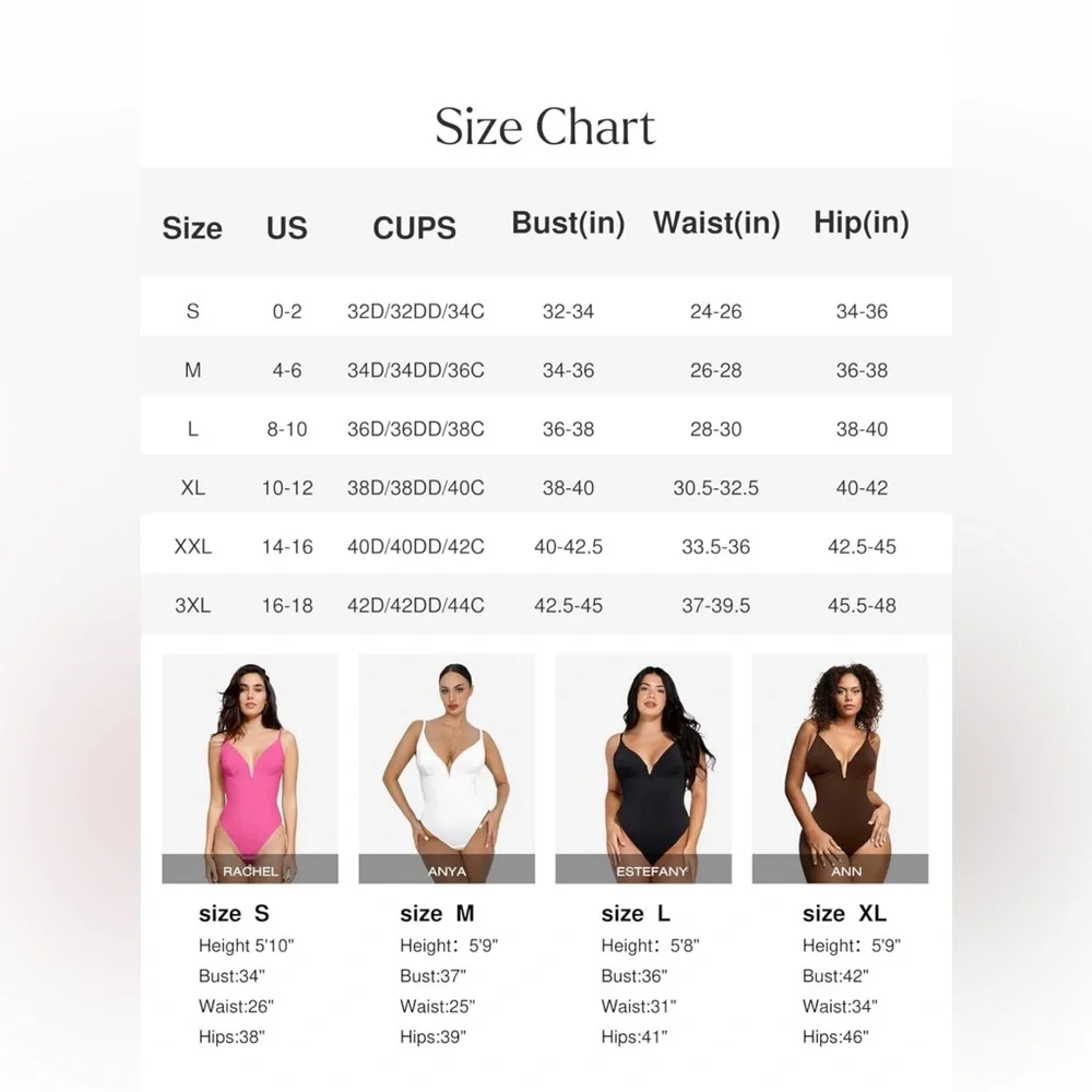 Popilush Shapewear Women’s BodysuitTummy Control Body Suits Deep V Corset - Picture 5 of 8